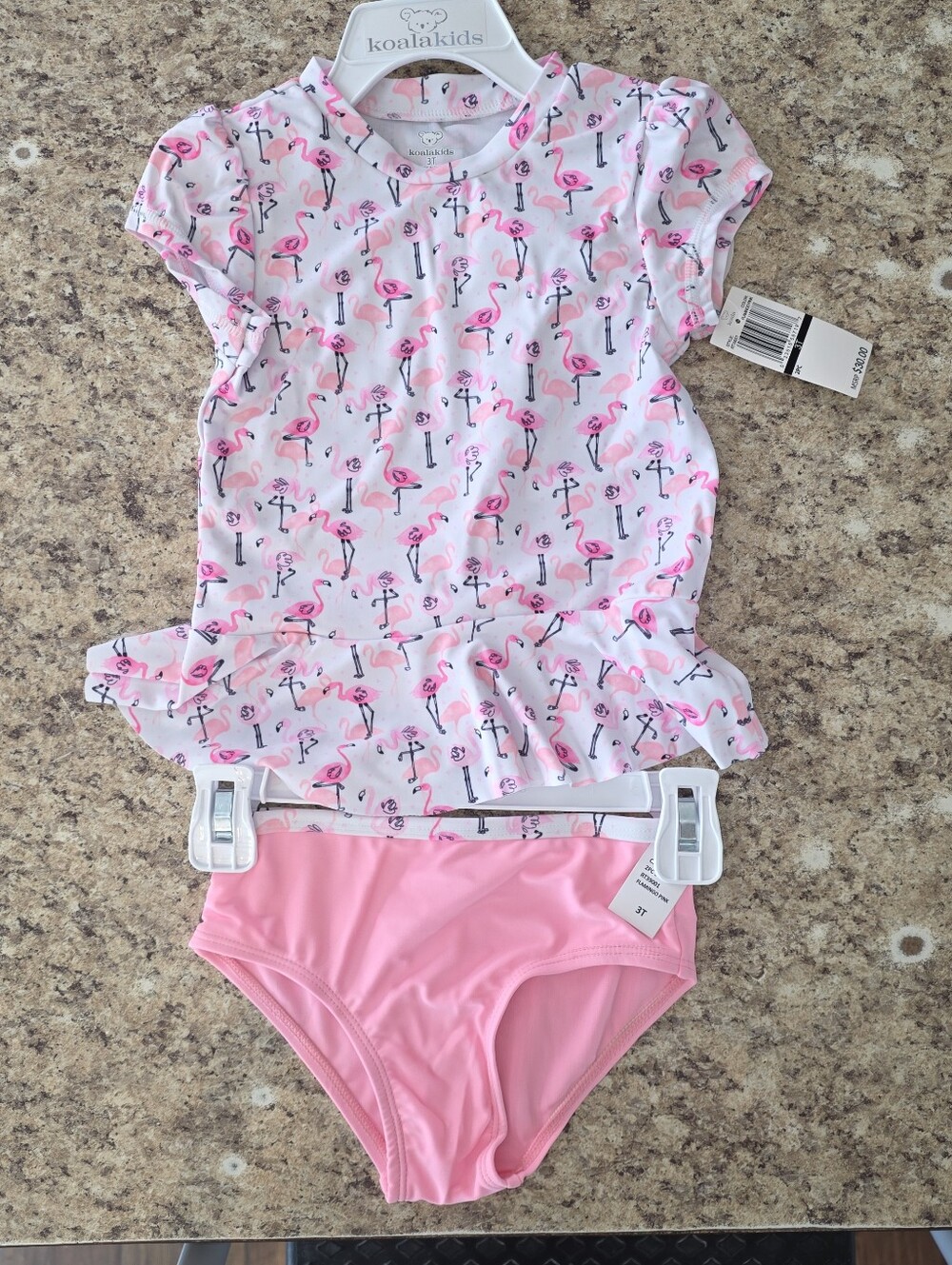 KoalaKids Toddler Girls Flamingo Pink Two Piece Bathing Suit Size 3T NWT